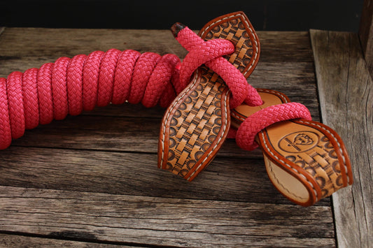 Pink Split Reins With Slobber Straps (5.5ft)
